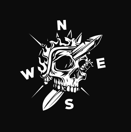 Skull Compass T shirt Graphic Designのイラスト素材