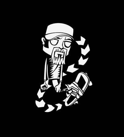 Cool hipster skater with skateboard, Hand Drawn Sketch Vector illustration.のイラスト素材