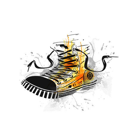 Hipster sneakers in hand drawn graphicのイラスト素材