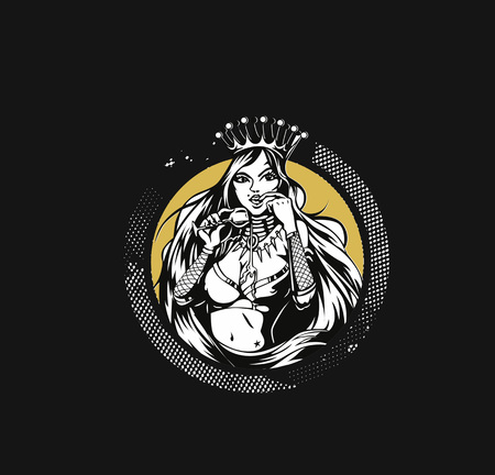 Queen with a glass of wineのイラスト素材