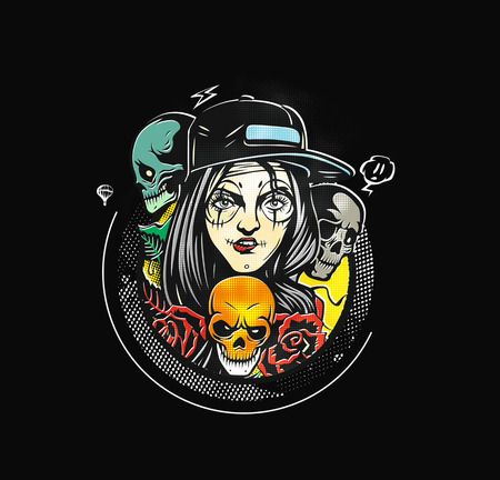 Halloween Paper Cut Tags, Labels , peel off sticker vector illustration.のイラスト素材