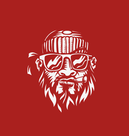 Hipster fashion bearded man portrait in sunglassesのイラスト素材