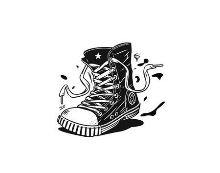 Hipster sneakers in hand drawn graphicのイラスト素材