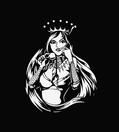 Snow Queen with a glass of wineのイラスト素材