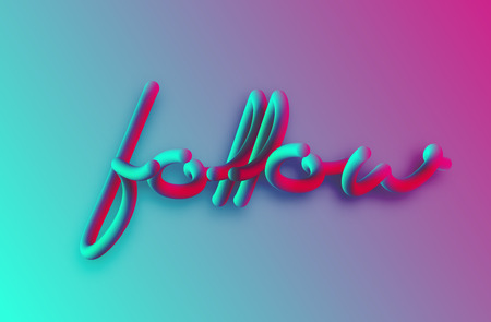 Follow Calligraphic 3d Pipe Style Text Vector illustration Design.のイラスト素材