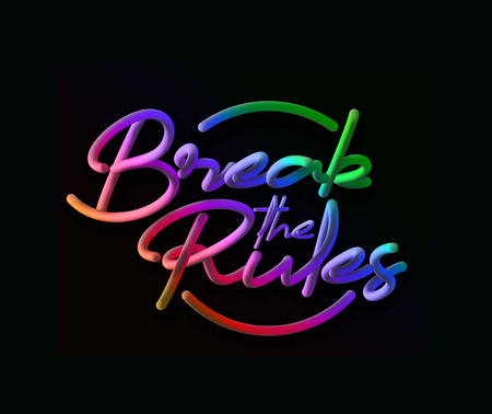 Break The Rules Calligraphic 3d Pipe Style Text Vector illustration Design.のイラスト素材