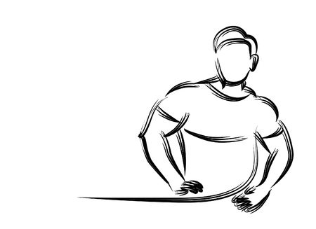 Bodybuilding Sport and activity line drawing, Vector Illustrationのイラスト素材