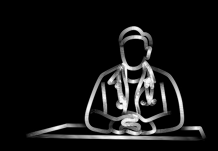 Doctor - Medical Icon, Line Art Design Vector Background.のイラスト素材