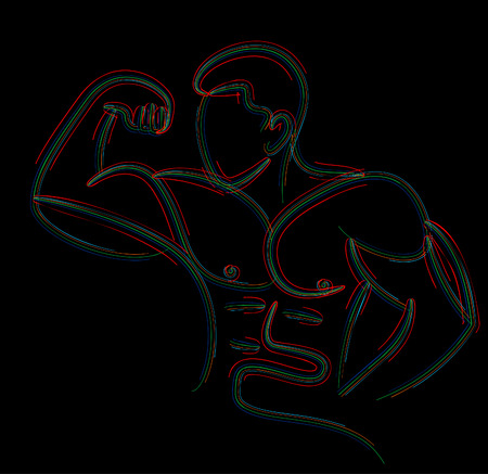 Bodybuilding Sport and activity line drawing, Vector Illustration.のイラスト素材