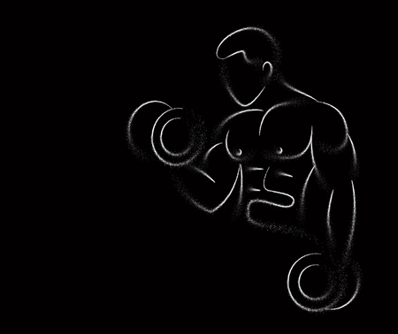 Muscular Man Workout with Barbell Sport and Activity Line art Drawing, Vector Illustration.のイラスト素材