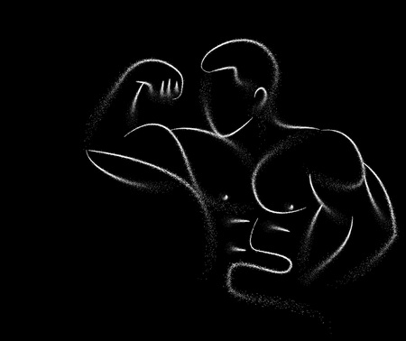 Bodybuilding Sport and activity line drawing, Vector Illustrationのイラスト素材