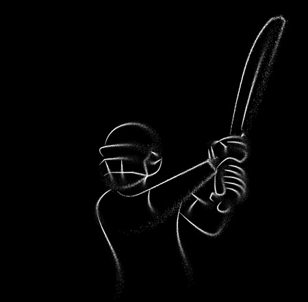 Concept of Batsman playing cricket - championship, Line art design Vector illustration.