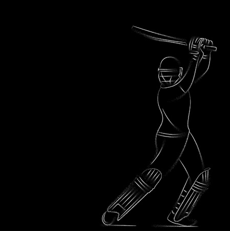Concept of Batsman playing cricket - championship, Line art design Vector illustration.のイラスト素材