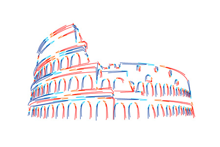 Colosseum in Rome - 3d Color line art ( RGB ) vector illustration.のイラスト素材