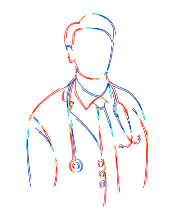 Doctor - Medical Icon, 3d Color line art ( RGB ) vector illustration.のイラスト素材