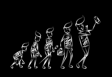 Human life cycle at different centuries, Cartoon Hand Drawn Sketch Vector illustration.のイラスト素材