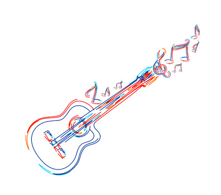Electric guitar icon. Outline electric guitar vector icon - 3d Color line art ( RGB ) vector illustration.のイラスト素材