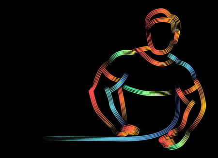 Bodybuilding Sport and activity 3d Color line art ( RGB ) vector illustration, Vector Illustrationのイラスト素材