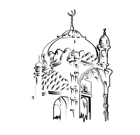 Eid Mubarak celebration- Mosque. Vector illustration.のイラスト素材