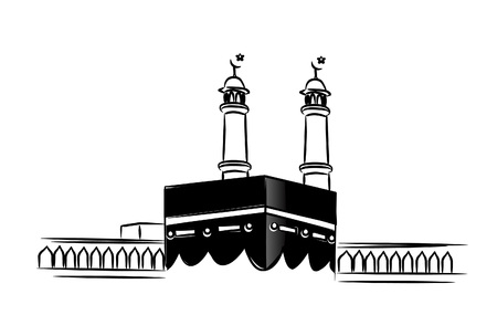 Holy Kaaba in Mecca Saudi Arabia, Hand Drawn Sketch Vector illustration.のイラスト素材