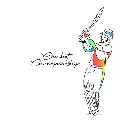 Concept of Batsman playing cricket - championship, Line art design Vector illustration.のイラスト素材