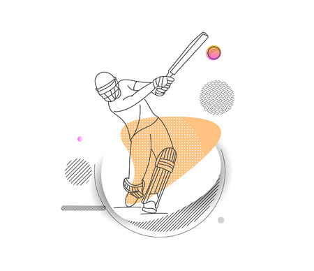 Concept of Batsman playing cricket - championship, Line art design Vector illustration.のイラスト素材