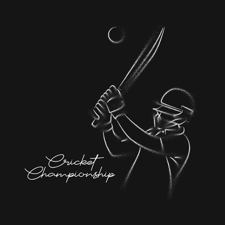 Concept of Batsman playing cricket - championship, Particle art design Vector illustration.