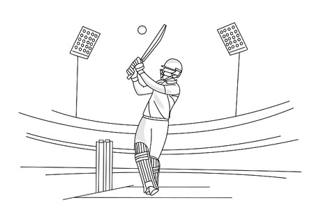 Concept of Batsman playing cricket - championship, Particle art design Vector illustration.のイラスト素材