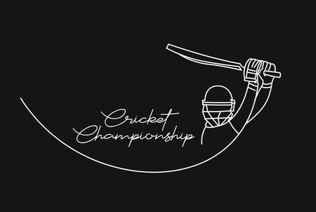 Concept of Batsman playing cricket - championship, Line art design Vector illustration.のイラスト素材