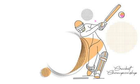 Concept of Batsman playing cricket - championship, Line art design Vector illustration.のイラスト素材