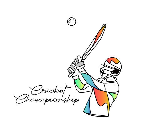 Concept of Batsman playing cricket - championship, Line art design Vector illustration.のイラスト素材