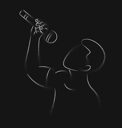 Rockstar singer Icon, Flat Line art Vector Design.のイラスト素材