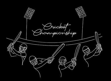 Abstract colorful pattern with batsman and bowler playing cricket championship background. Use for cover, poster, template, brochure, decorated, flyer, banner.のイラスト素材