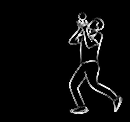 Concept of Cricket sportsman playing match Dive to Catch. Vector illustrationのイラスト素材