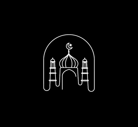 Eid Mubarak celebration- Mosque. Vector illustration.のイラスト素材
