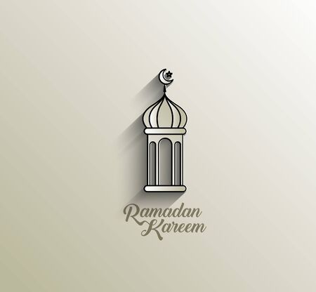 Eid Mubarak  with beautiful illuminated arabic lamp and hand drawn calligraphy lettering.のイラスト素材