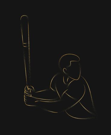 Baseball player, hitter swinging with bat, abstract isolated vector silhouetteのイラスト素材