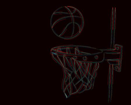 Basketball basket shot, hoop, game, Line artのイラスト素材
