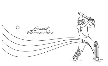Concept of Batsman Playing Cricket  - championship, Line art design Vector illustration.のイラスト素材