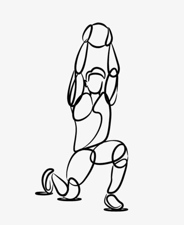 Soccer Player Man holding a basketball - 3d Color line art vector illustration, のイラスト素材