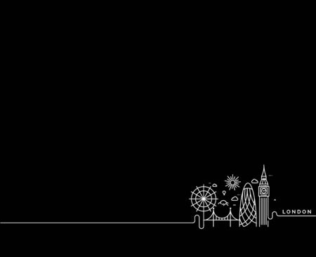 London Skyline Silhouette in black and white, Vector Illustration.のイラスト素材
