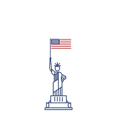 4th of July - American Flag with eagel Independence Day, Hand Drawn Sketch Vector illustration.のイラスト素材