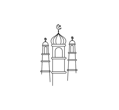Eid Mubarak celebration- Mosque. Vector illustration.のイラスト素材