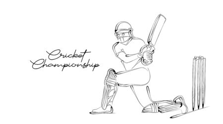 Concept of Batsman Playing Cricket  - championship, Line art design Vector illustration.のイラスト素材