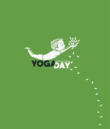 Boy practicing yoga pose, 21st june international yoga day, vector のイラスト素材