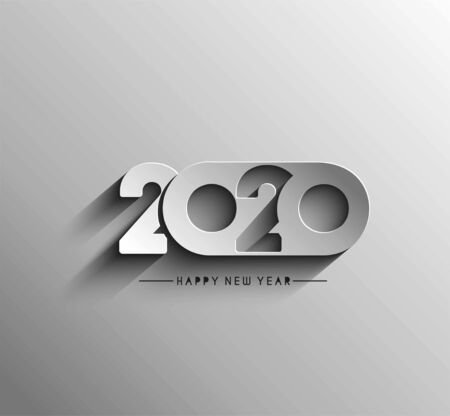 Happy New Year 2020 Text Typography Design Pattern, Vector illustration.のイラスト素材