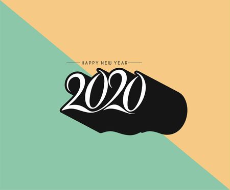 Happy New Year 2020 Text Typography Design Pattern, Vector illustration.のイラスト素材