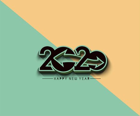 Happy New Year 2020 Text Typography Design Pattern, Vector illustration.のイラスト素材