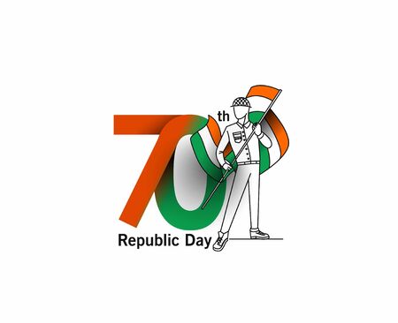 Indian 70th Republic day concept with text 26 January. Vector Illustration.のイラスト素材