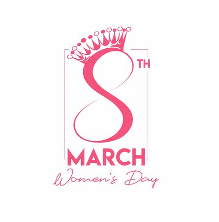 8 march Happy Women's Day Typography Text on whiteのイラスト素材